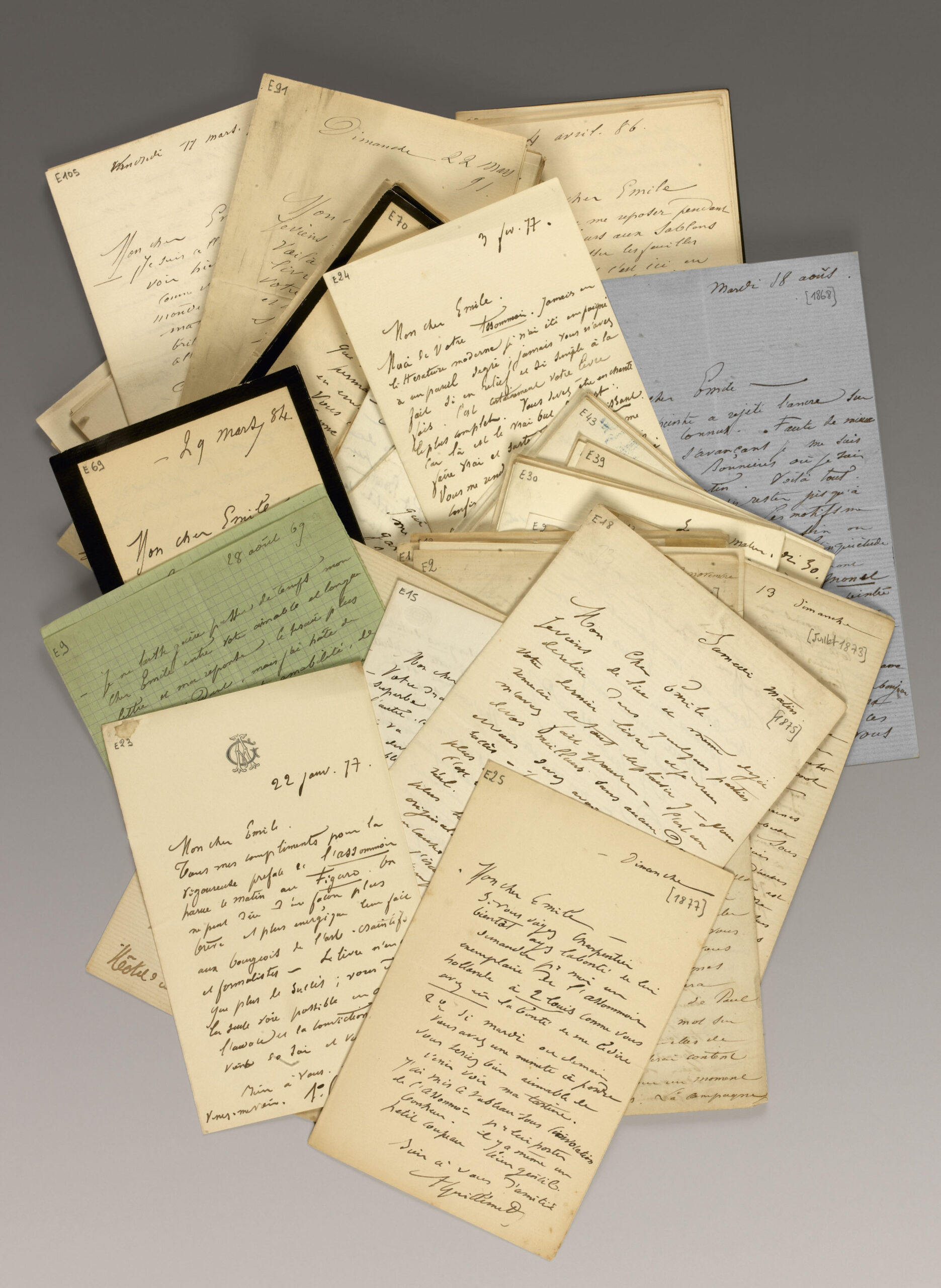 ENSEMBLE DE LA CORRESPONDANCE MANUSCRITE AUTOGRAPHE D'ANTOINE GUILLEMET A 	0;MILE ZOLA.