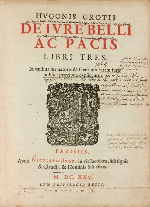 GROTIUS, Hugo : De Jure Pacis Libri tres.