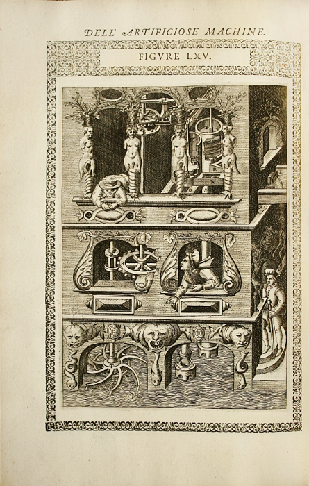 A Crane, illustration from Diverse Imaginary Machines by Agostino Ramelli,  published in Paris in 1588 (copper plate engraving)