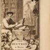 Œuvres de maître François Rabelais, publiées sous le titre de Faits et Dits du Géant Gargantua et de son fils Pantagruel, avec La Prognostication Pantagrueline, l’Épître du Limosin, la Crème Philosophale & deux Épîtres à deux Vieilles de mœurs & d’humeurs différentes. Nouvelle édition. Où l’on a ajouté des Remarques Historiques & Critiques, sur tout l’Ouvrage ; le vrai Portrait de Rabelais ; la Carte du Chinonnois ; le dessein de la Cave peinte ; & les différentes vûës de la Devinière, Métairie de l’Auteur. - Image 3