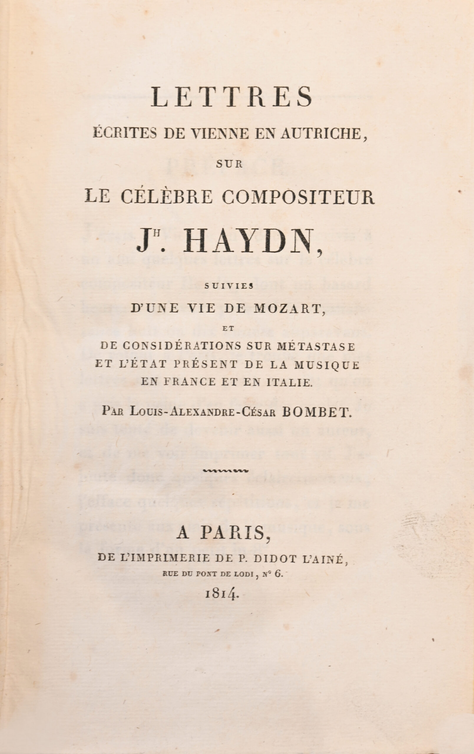 从奥地利维也纳寄来的信,关于著名作曲家约瑟夫·海顿,以及莫扎特生平之续论和关于梅塔斯塔斯和当前在法国与意大利的音乐状况的思考。作者:L.A.C. 邦贝。 - 图片 2