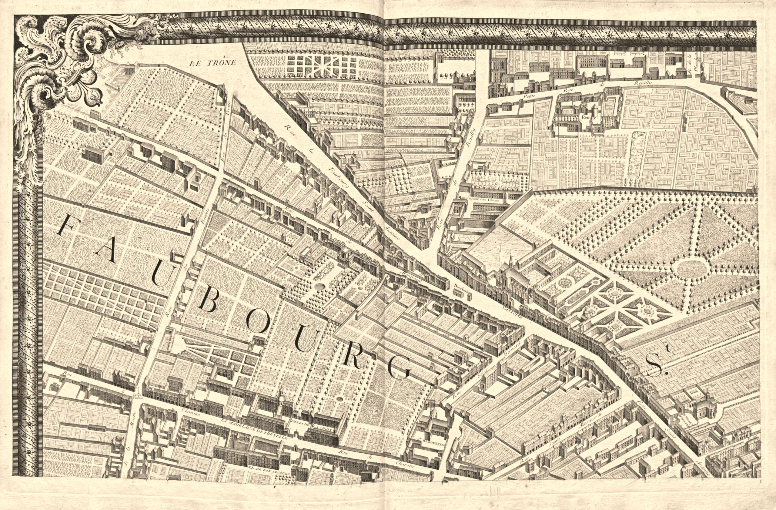 PLANO DE PARÍS, comenzado en el año 1734, dibujado y grabado por orden de Señor Michel-Etienne Turgot, Marqués de Sousmons, Señor de St-Germain-sur-Eaulne... terminado de grabar en 1739. Levantado y dibujado por Louis Bretz, grabado por Claude y escrito por Aubin. - Imagen 3